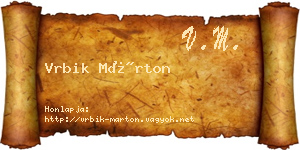 Vrbik Márton névjegykártya