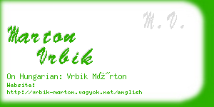 marton vrbik business card